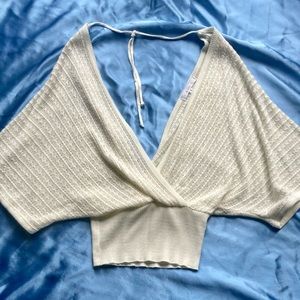 Knit wide sleeve sweater